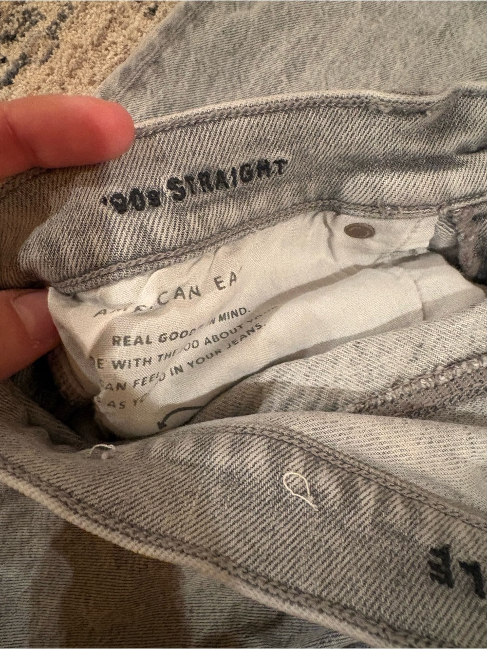 American Eagle 90s Straight Leg Jeans Distressed Gray Jeans Ripped Straight Leg - Picture 5 of 6